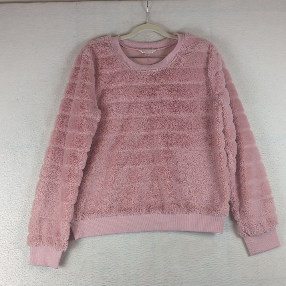 No Boundaries Women's‎ Pink Fuzzy Super Soft Fluffy Crewneck Sweater Size M
